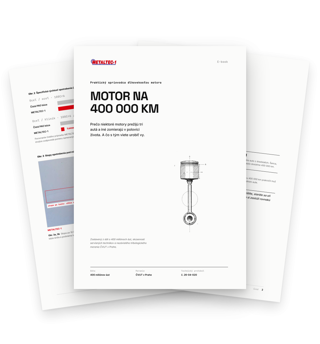 E-book Motor na 400 000 km – titulná strana a ukážky strán